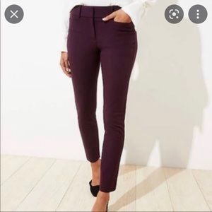 Ann Taylor Loft Petite Skinny Ankle Trouser Plum